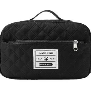 1-Black Quilted Crossbody or Cosmetic bag